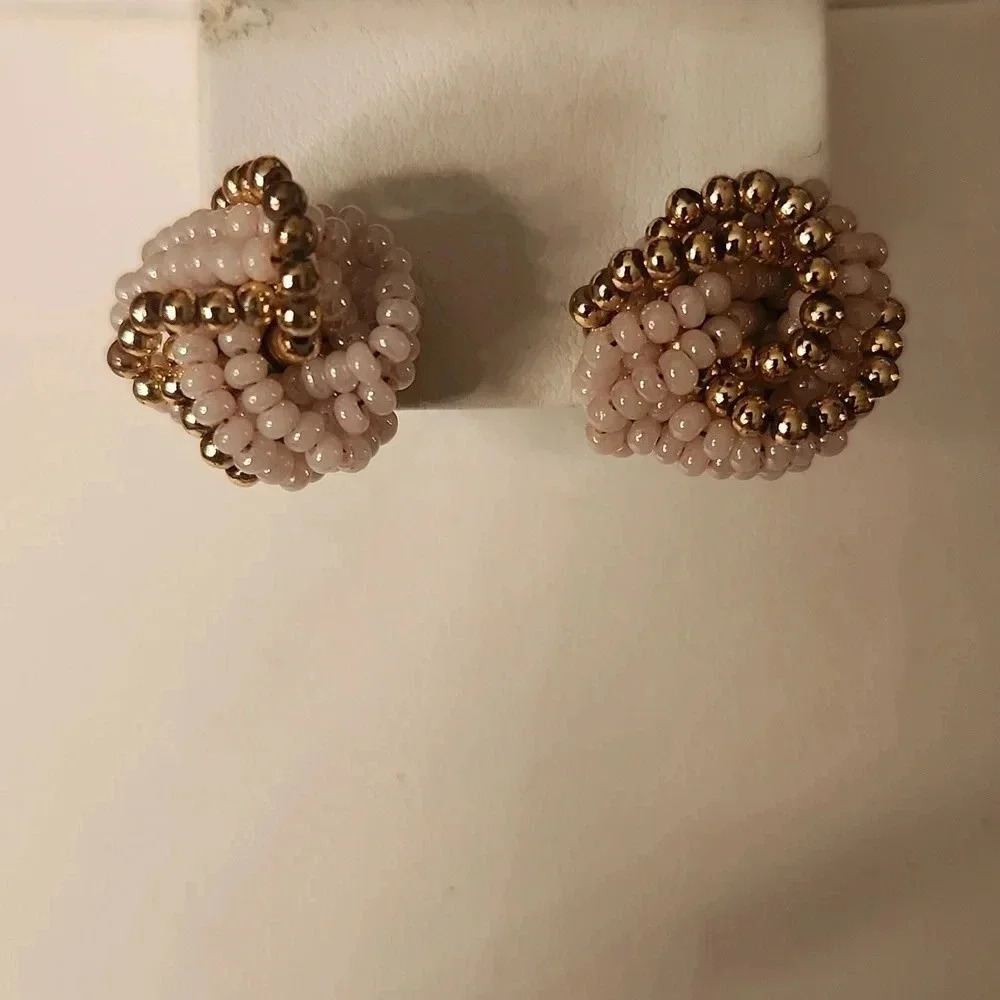 Vintage Cluster Beaded Cluster Knot Statement Stud Earrings